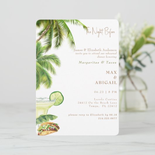 Margaritas & Tacos The Night Before Palm Trees Kaart (Staand voorkant)