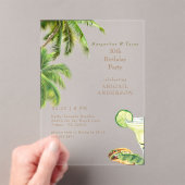 Margaritas & Tacos Tropical Birthday Party Acryl Uitnodigingen (Insitu (Draagbaar))