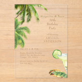 Margaritas & Tacos Tropical Birthday Party Acryl Uitnodigingen (Voorkant)