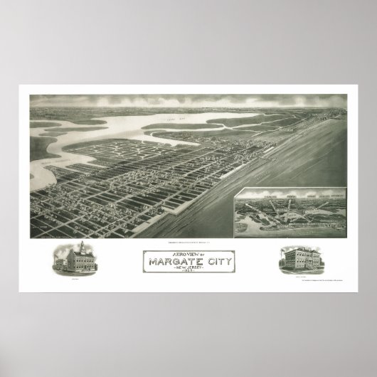 Margate City, NJ Panoramic Map - 1925 Poster (Voorkant)