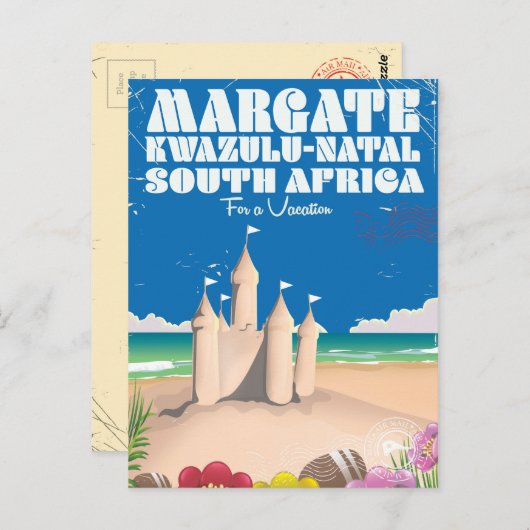 Margate, KwaZulu-Natal Zuid-Afrika reisafdruk Briefkaart (Voorkant / Achterkant)