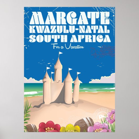 Margate, KwaZulu-Natal Zuid-Afrika reisprint Poster (Voorkant)