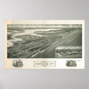 Margate New Jersey 1925 Antiek Panorama Poster