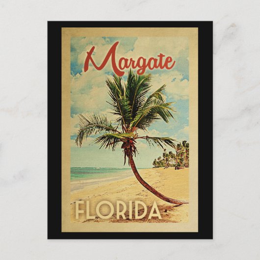 Margate Palm Tree Vintage Travel Briefkaart (Voorkant)