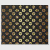 Margerite Flower Gold Petals Black Elegant Cadeaupapier (Vlak)