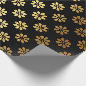 Margerite Flower Gold Petals Black Elegant Cadeaupapier (Hoek)