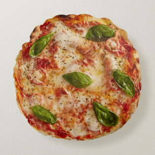 Margherita pizza met basilicumblaadjes nieuwigheid rond kussen