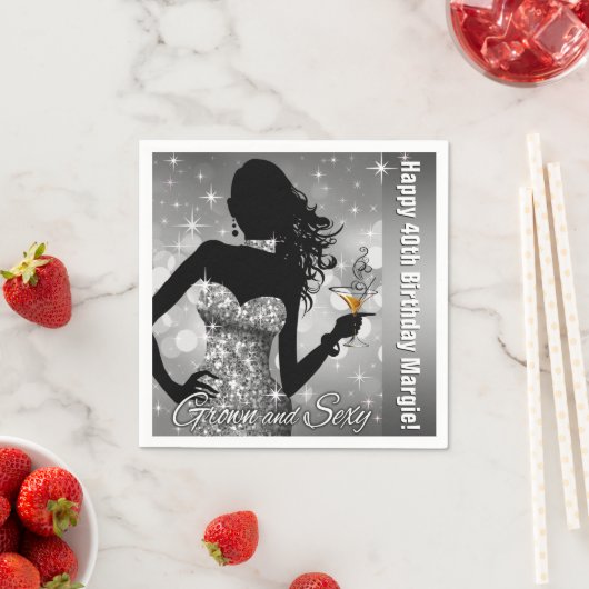 Margie Bling Bombshell Sparkle Verjaardag | zilver Servetten (Insitu)