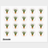 Marginata Hand Drawn Houseplant Art Ronde Sticker (Vel)