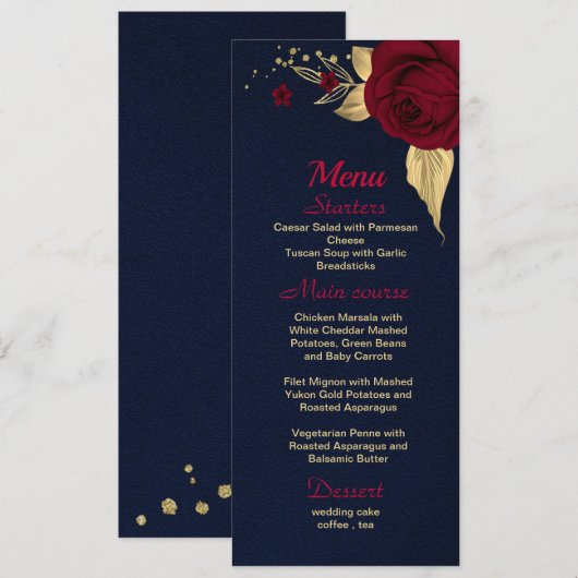 margogly goudblauw menu (Voorkant / Achterkant)