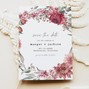 MARGOT Dusty Roos Blush Floral Foto opslaan Datum Kaart