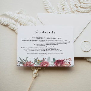 MARGOT Dusty Roos Blush Floral Wedding Detail Card Kaart