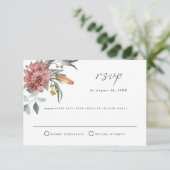 MARGOT Dusty Roos Blush Floral Wedding RSVP-kaart Kaart (Staand voorkant)