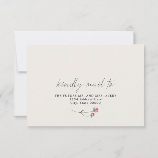 MARGOT Dusty Roos Blush Floral Wedding RSVP-kaart Kaart (Achterkant)