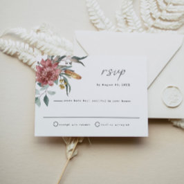 MARGOT Dusty Roos Blush Floral Wedding RSVP-kaart Kaart
