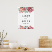 MARGOT Dusty Roos Blush Pink Floral Kaarten & Gift Poster (Keuken)