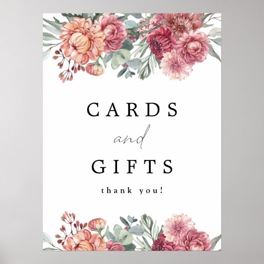 MARGOT Dusty Roos Blush Pink Floral Kaarten & Gift Poster (Voorkant)