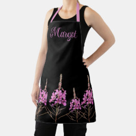 Margot naam roze bloemenretro Schort