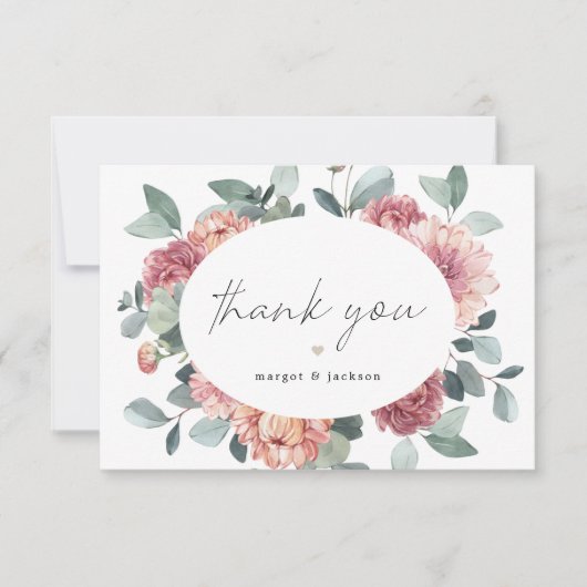 MARGOT Rustic Dusty Roos Blush Floral Bohemian Bedankkaart (Voorkant)