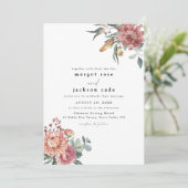 MARGOT Rustic Dusty Roos Blush Floral Wedding Kaart (Staand voorkant)