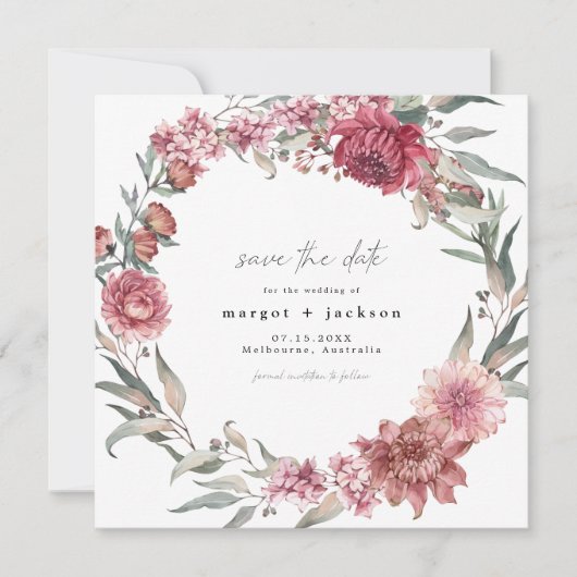 MARGOT Square Dusty Roos Blush Photo Save the Date Kaart (Voorkant)