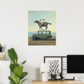 MARGRITTE HORSE RACING CAR Fine Art Poster (Thuiskantoor)
