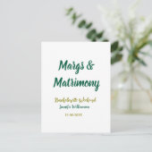 Margs and matrimony add name date bachelorette par briefkaart (Staand voorkant)