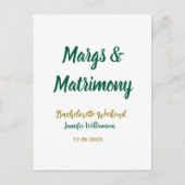Margs and matrimony add name date bachelorette par briefkaart (Voorkant)