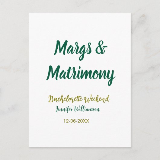 Margs and matrimony add name date bachelorette par briefkaart (Voorkant)