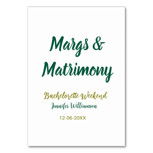 Margs and matrimony add name date bachelorette par kaart (Achterkant)