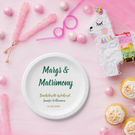 Margs and matrimony add name date bachelorette par papieren bordje (Feest)