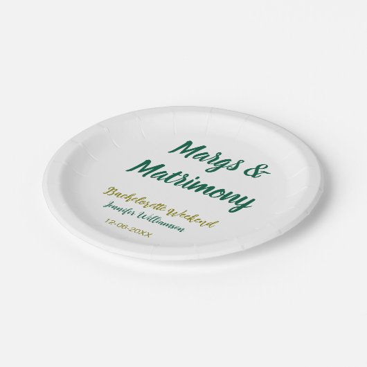 Margs and matrimony add name date bachelorette par papieren bordje (Gekanteld)