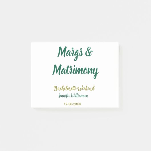 Margs and matrimony add name date bachelorette par post-it® notes (Voorkant)