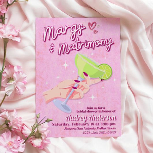 Margs and Matrimony - Bridal Shower Invitation Kaart
