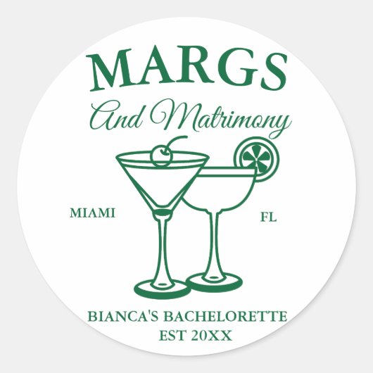 Margs and Matrimony  Bruidsmeisjes uitstapje  Ronde Sticker (Voorkant)