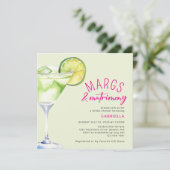 Margs and Matrimony Lime Groen Roze Vrijgezellenfe Kaart (Staand voorkant)