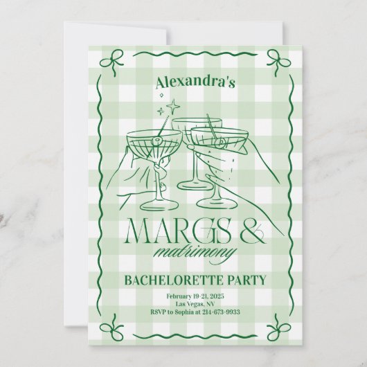 Margs en het huwelijk Bachelorette reisschema Kaart (Voorkant)