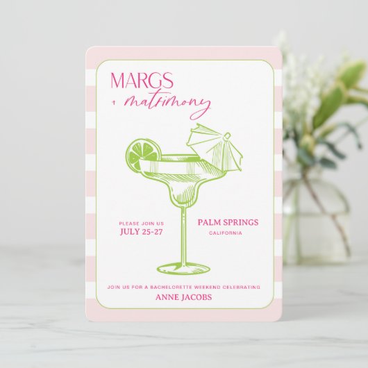 Margs en het huwelijk Bachelorette uitnodiging (Staand voorkant)