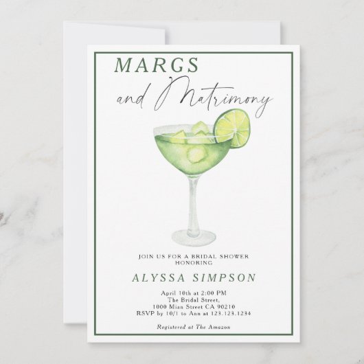 Margs en het huwelijk Limoen Margarita Vrijgezelle Kaart (Voorkant)