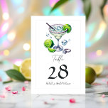Margs en het huwelijk Margarita Vrijgezellenfeest Kaart<br><div class="desc">Voeg een vleugje plezier en elegantie toe aan uw vrijgezellenfeest met deze Margs and Matrimony Margarita Table Number Kaart. Met een prachtig geïllustreerd margaritaglas, frisse limoen-accenten en een sprankelende verlovingen ring, is dit ontwerp ideaal voor een feestelijk en stijlvol feest. Personaliseer met uw tafelnummers om gasten met flair te begeleiden...</div>