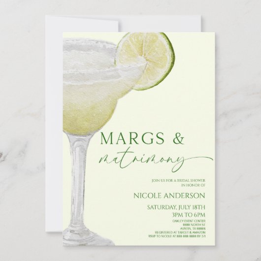 Margs en het huwelijk Margarita Vrijgezellenfeest Kaart (Voorkant)