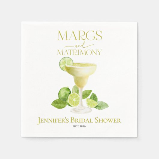 Margs en het huwelijk | Waterverf Vrijgezellenfees Servet (Voorkant)