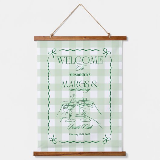 Margs en Huwelijk Bachelorette Hangend Wandkleed (Voorkant)