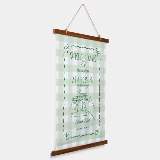 Margs en Huwelijk Bachelorette Hangend Wandkleed (Gebogen)