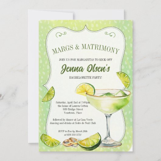 Margs en Huwelijk Bachelorette Party Kaart (Voorkant)