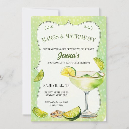 Margs en Huwelijk Bachelorette Party Route Kaart (Voorkant)