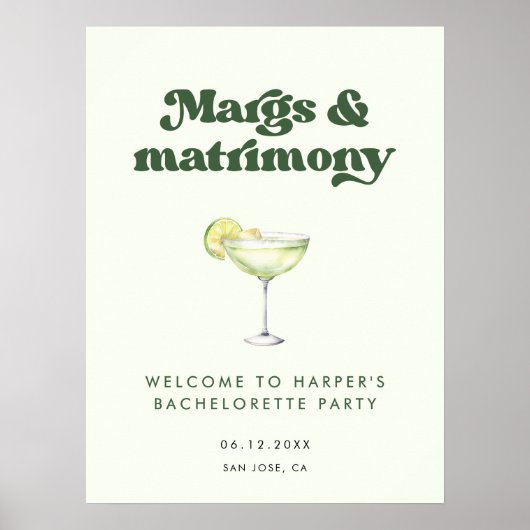 Margs en Huwelijk Bachelorette Party Welkom Poster (Voorkant)