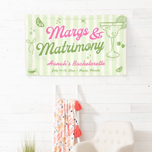 Margs en Huwelijk Bachelorette Party Welkom Spandoek (Insitu)