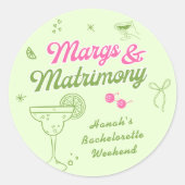 Margs en Huwelijk Bachelorette Ronde Sticker (Voorkant)