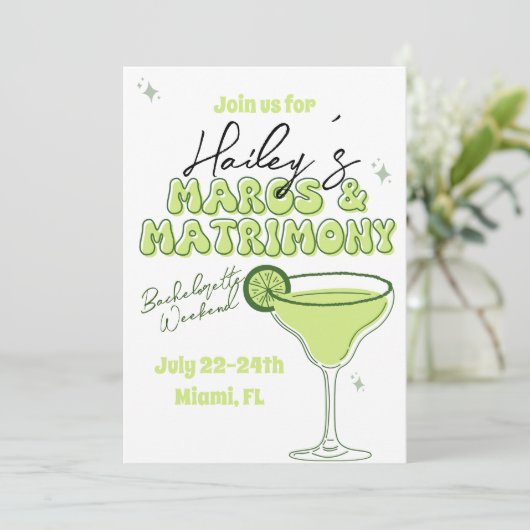 Margs en huwelijk bachelorette uitnodiging eindelo (Staand voorkant)